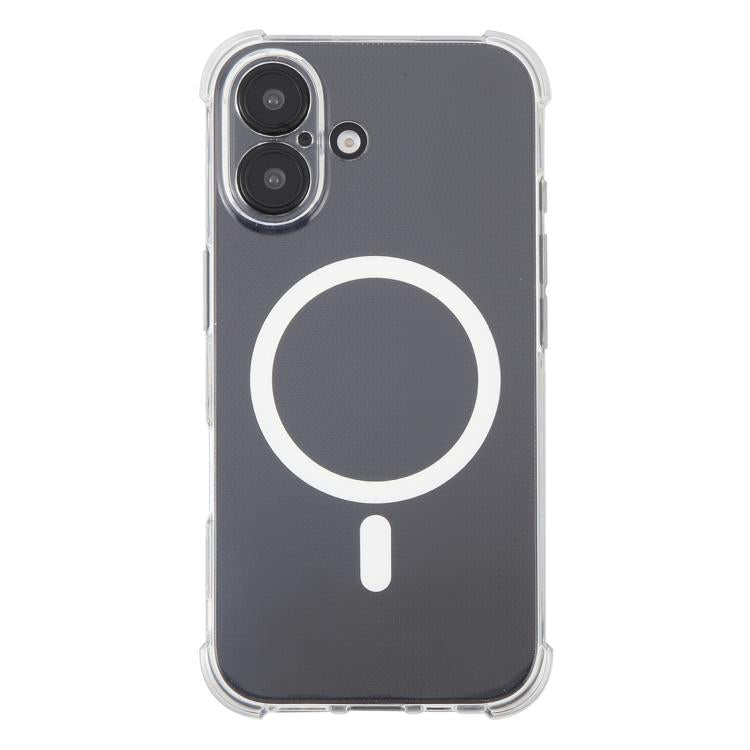For iPhone 16 Plus Shockproof Non-slip Magnetic TPU Phone Case - Transparent