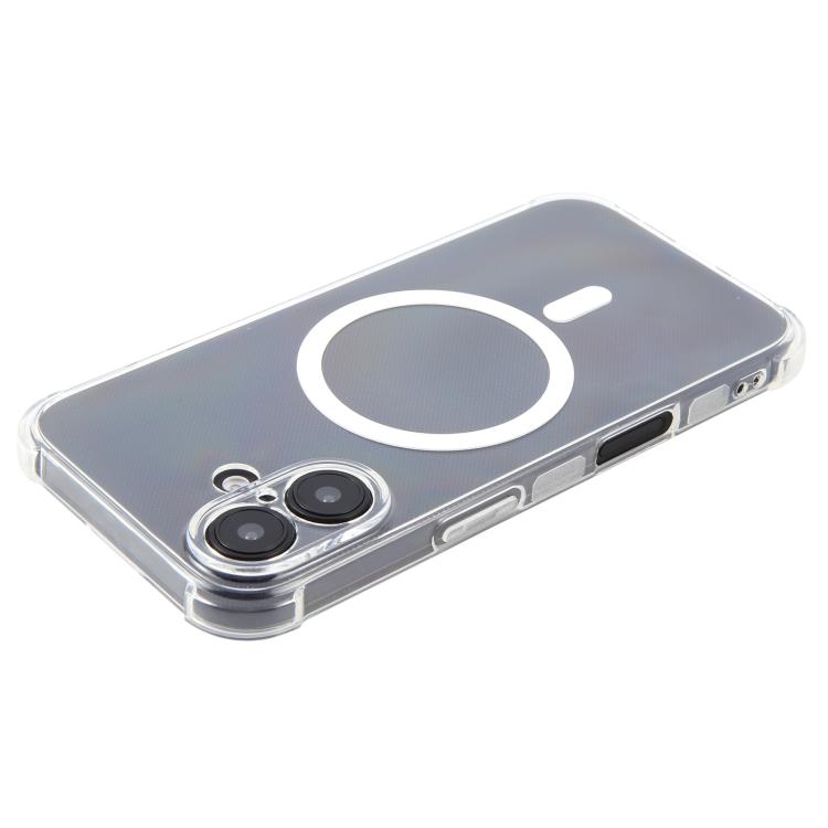 For iPhone 16 Plus Shockproof Non-slip Magnetic TPU Phone Case - Transparent