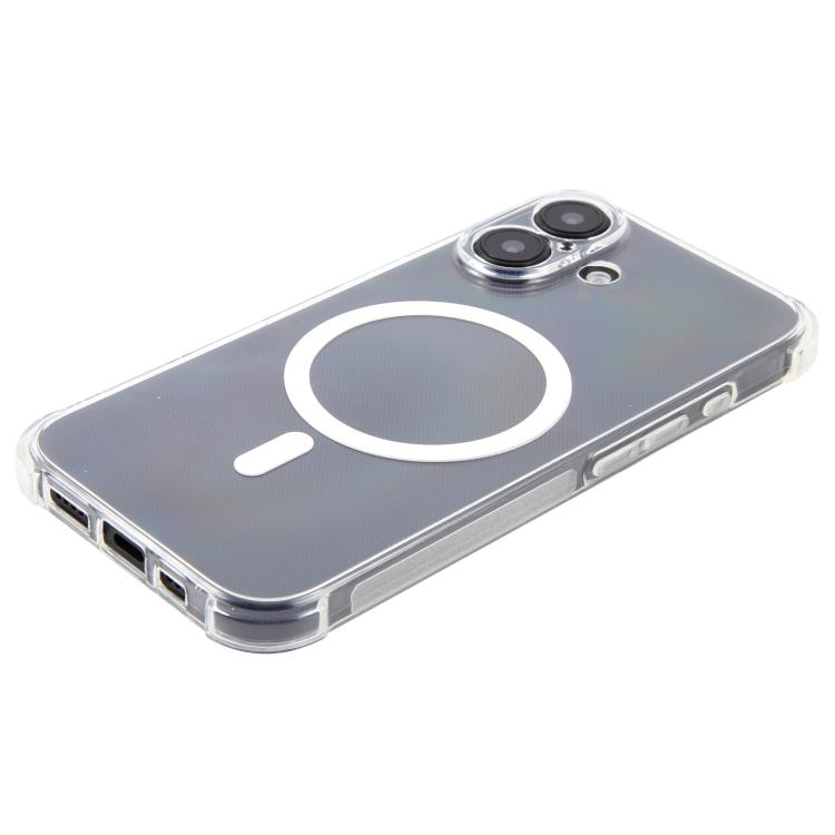 For iPhone 16 Shockproof Non-slip Magnetic TPU Phone Case - Transparent