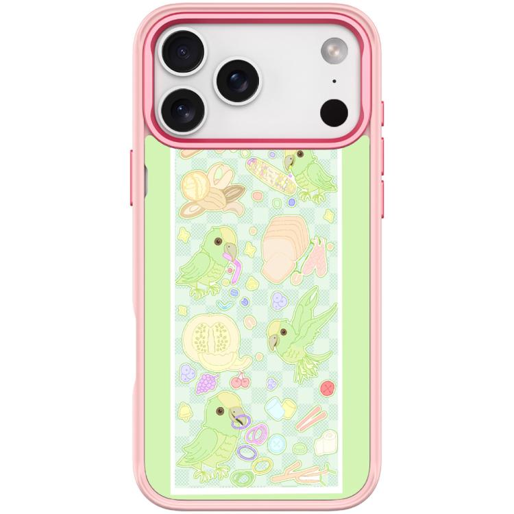 For iPhone 17 Pro Max Green Parrot Pattern Magnetic Phone Case