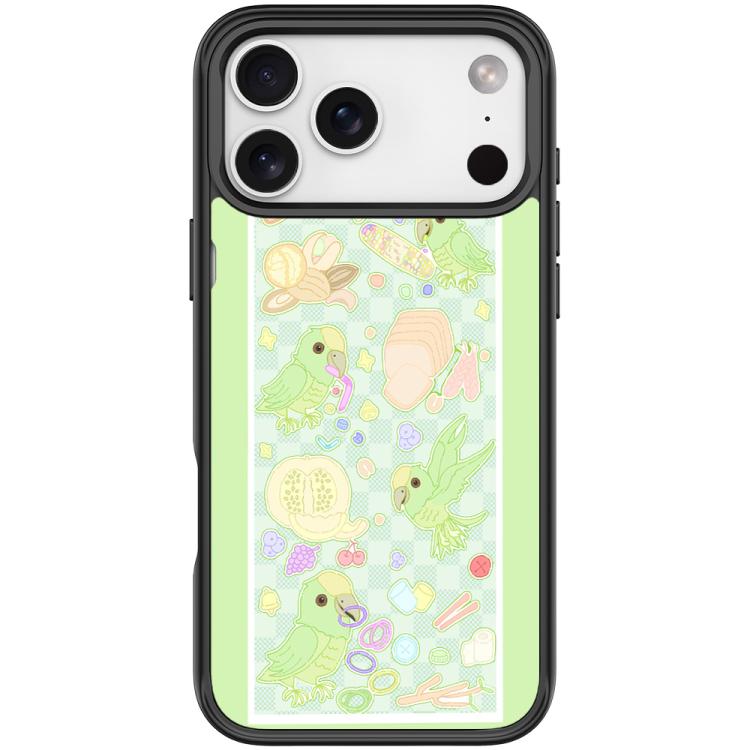 For iPhone 17 Pro Green Parrot Pattern Magnetic Phone Case