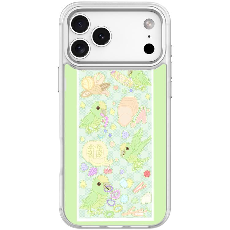 For iPhone 17 Pro Green Parrot Pattern Magnetic Phone Case