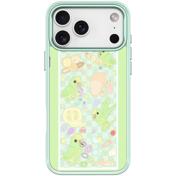 For iPhone 17 Pro Green Parrot Pattern Magnetic Phone Case