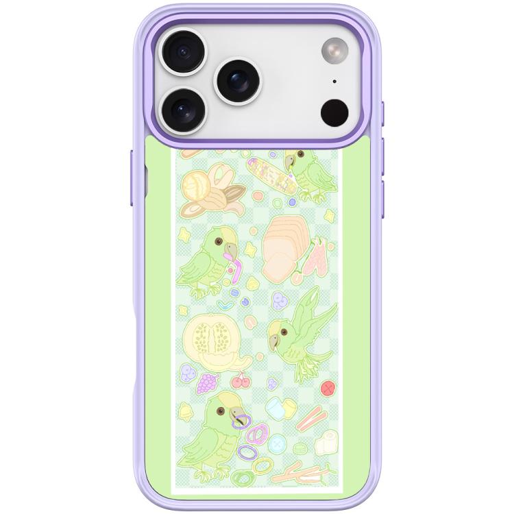 For iPhone 17 Pro Green Parrot Pattern Magnetic Phone Case