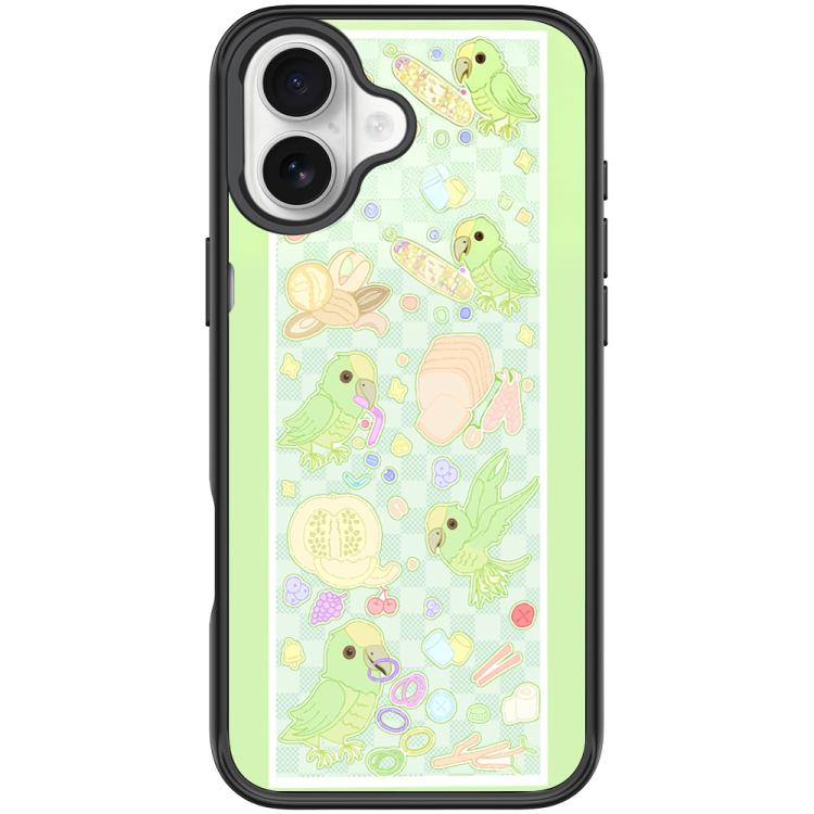 For iPhone 17 Green Parrot Pattern Magnetic Phone Case