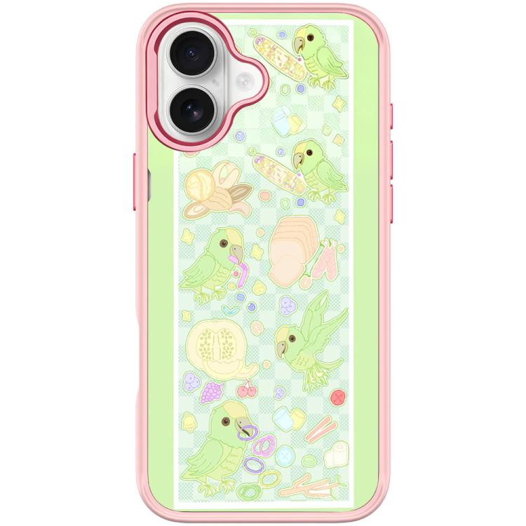 For iPhone 17 Green Parrot Pattern Magnetic Phone Case