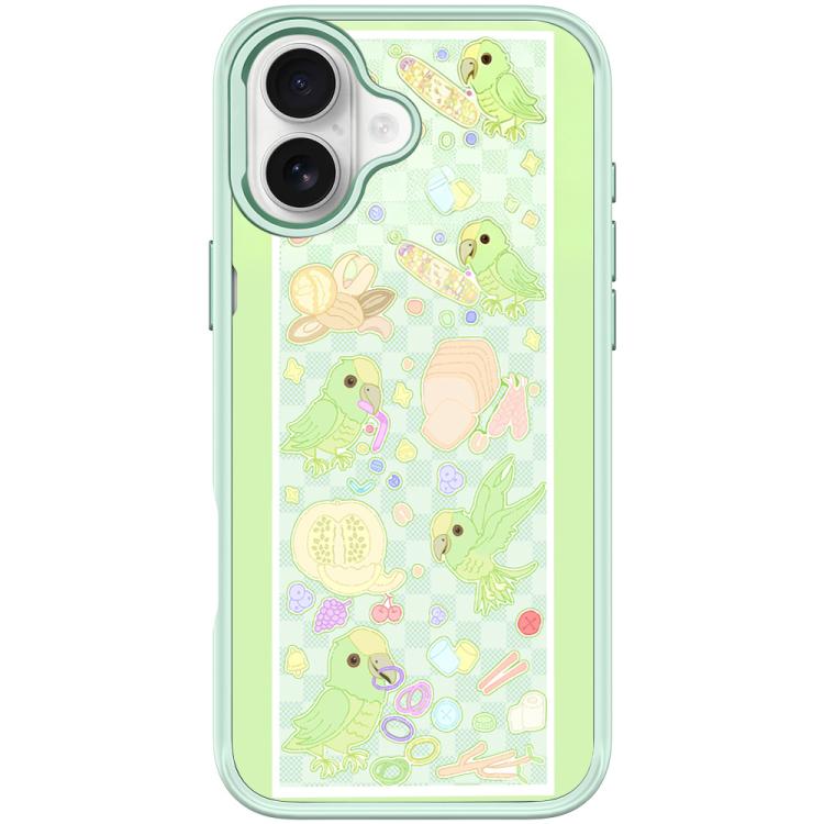 For iPhone 17 Green Parrot Pattern Magnetic Phone Case