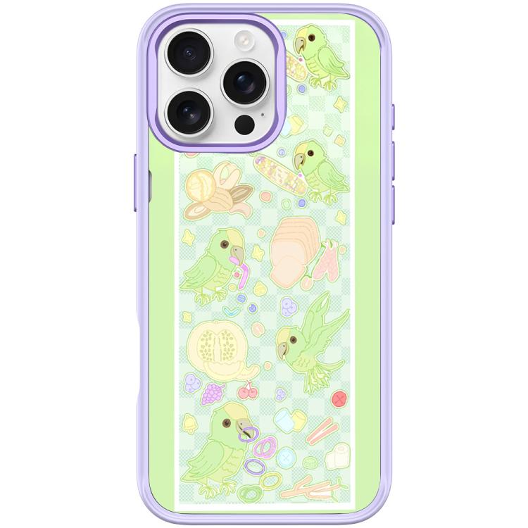 For iPhone 16 Pro Max Green Parrot Pattern Magnetic Phone Case