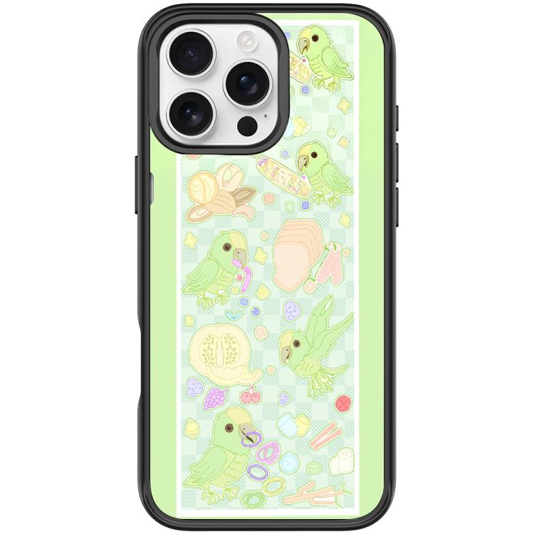 For iPhone 16 Pro Green Parrot Pattern Magnetic Phone Case