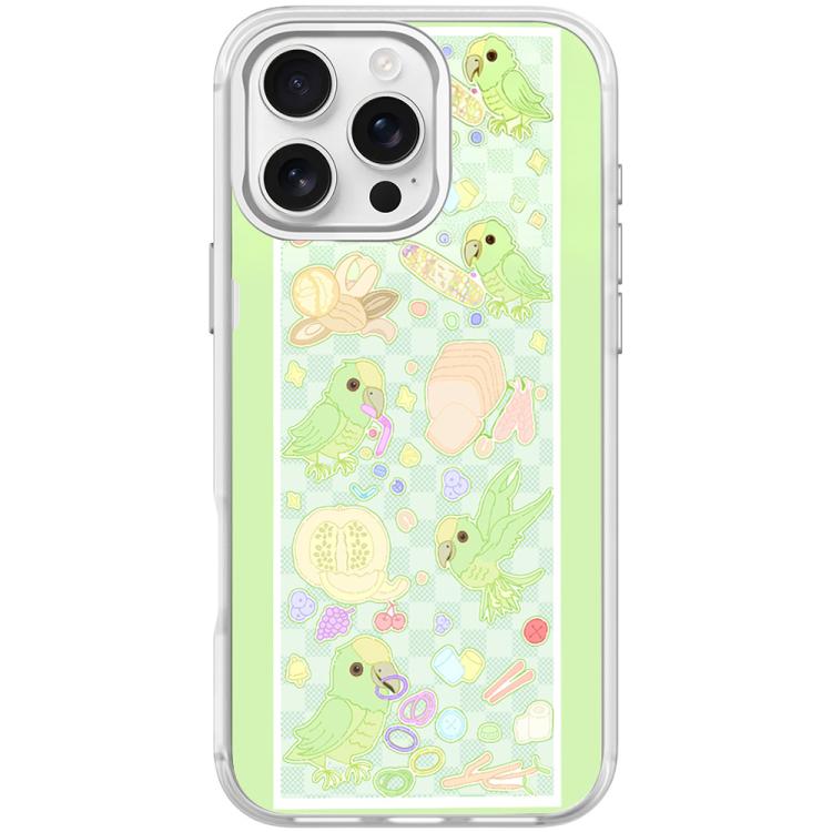 For iPhone 16 Pro Green Parrot Pattern Magnetic Phone Case
