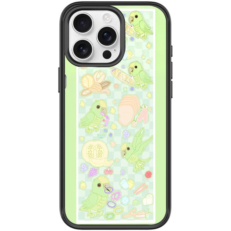 For iPhone 15 Pro Green Parrot Pattern Magnetic Phone Case