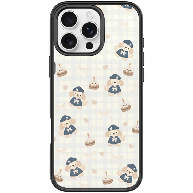 For iPhone 16 Pro Max Adorable Beret Puppy Pattern Magnetic Phone Case