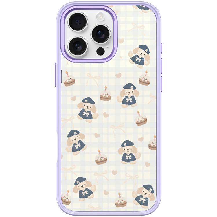 For iPhone 16 Pro Adorable Beret Puppy Pattern Magnetic Phone Case
