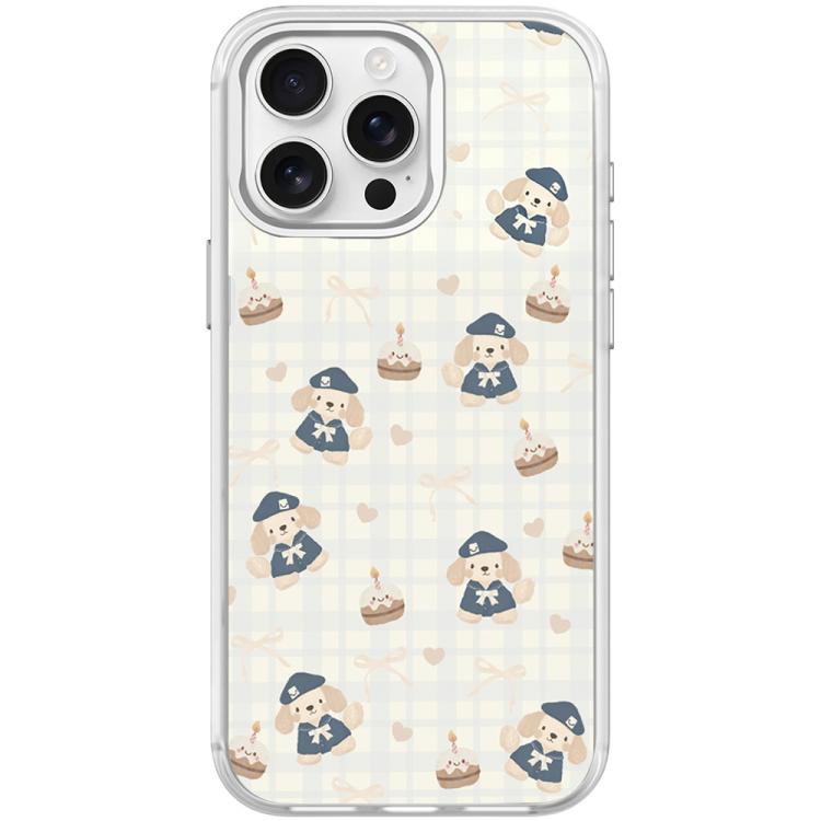 For iPhone 15 Pro Max Adorable Beret Puppy Pattern Magnetic Phone Case
