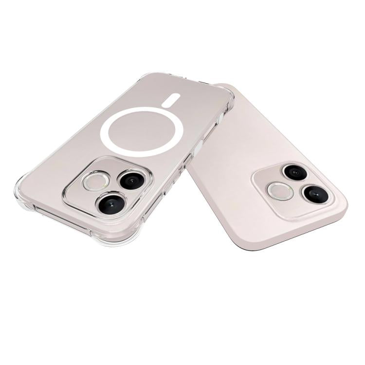 For Honor 600 Lite 5G Global Shockproof Non-slip Magnetic TPU Phone Case - Transparent