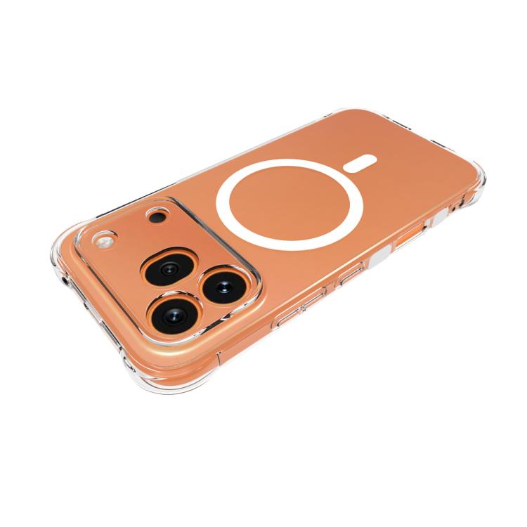 For Honor 600 Pro Global Shockproof Non-slip Magnetic TPU Phone Case - Transparent