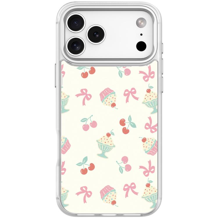 For iPhone 17 Pro Cherry Cake Pattern Magnetic Phone Case