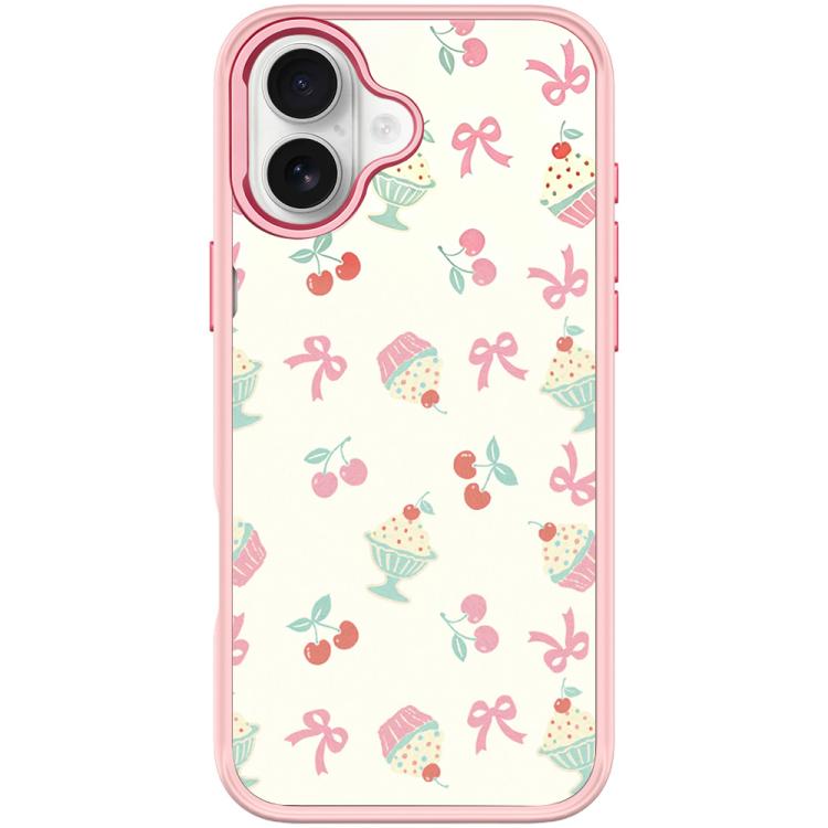 For iPhone 17 Cherry Cake Pattern Magnetic Phone Case