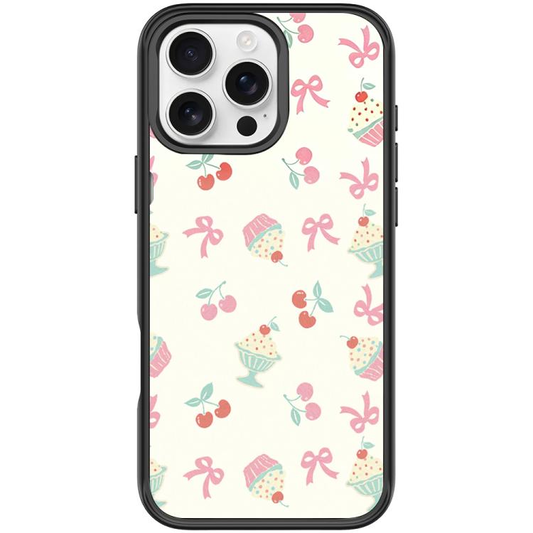 For iPhone 16 Pro Max Cherry Cake Pattern Magnetic Phone Case