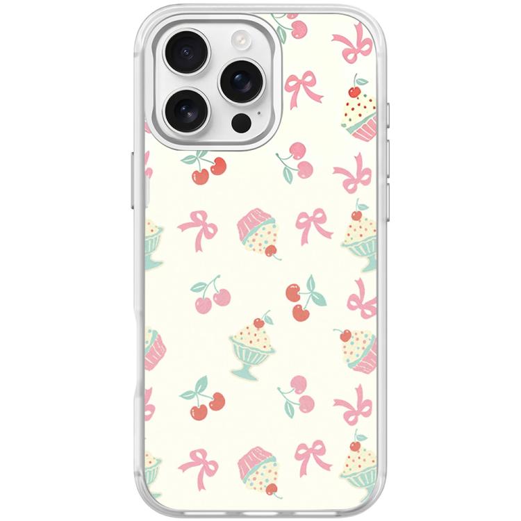For iPhone 16 Pro Cherry Cake Pattern Magnetic Phone Case