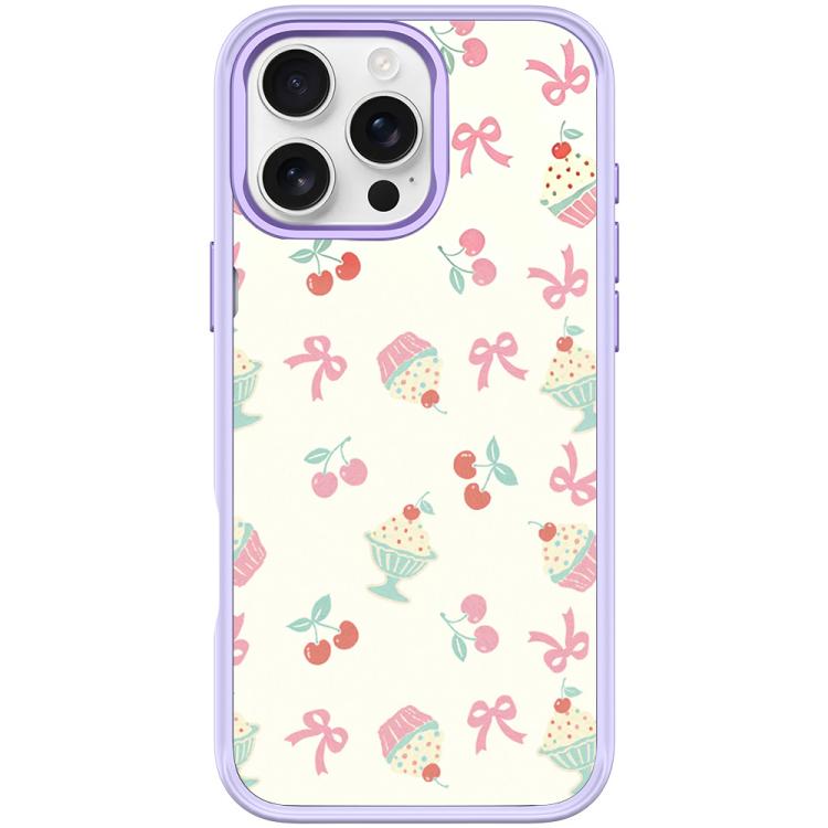 For iPhone 16 Pro Cherry Cake Pattern Magnetic Phone Case