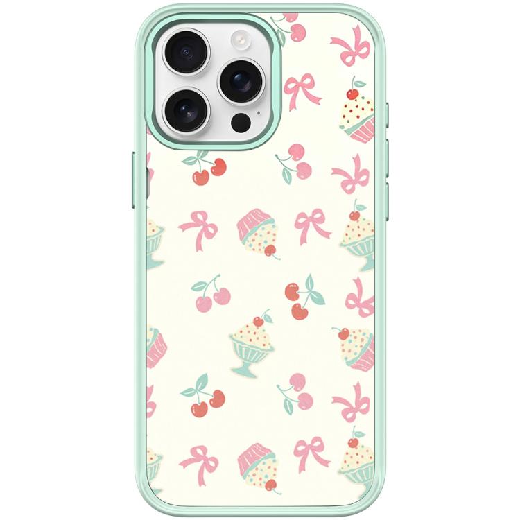 For iPhone 15 Pro Cherry Cake Pattern Magnetic Phone Case