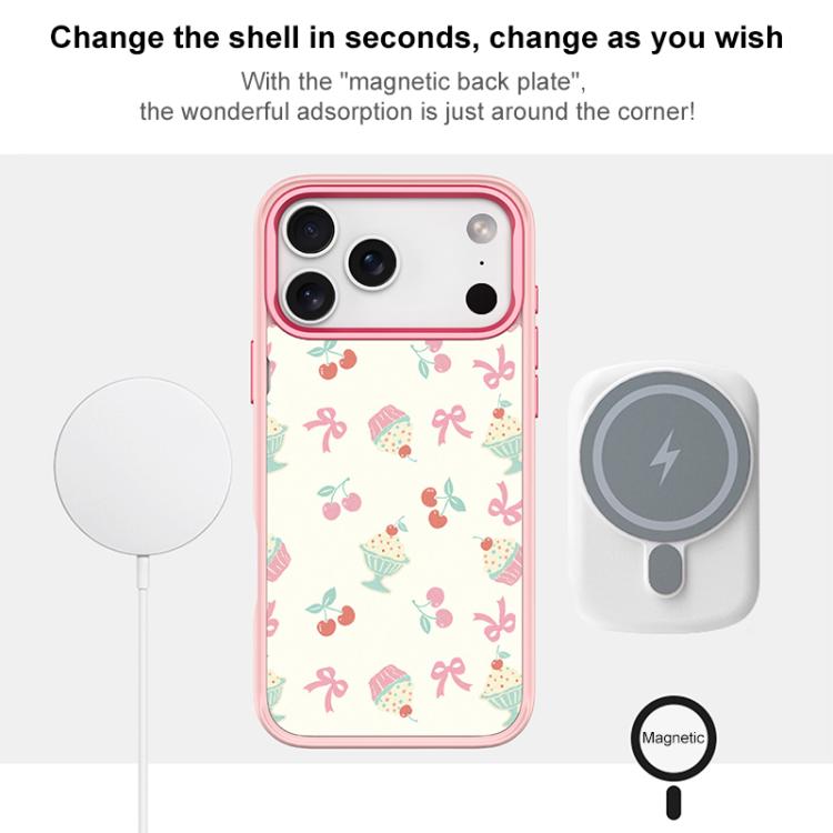 For iPhone 17 Cherry Cake Pattern Magnetic Phone Case
