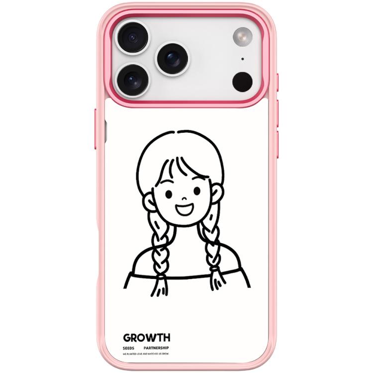 For iPhone 17 Pro Max Sketch Style Double Braided Hair Girl Pattern Magnetic Phone Case