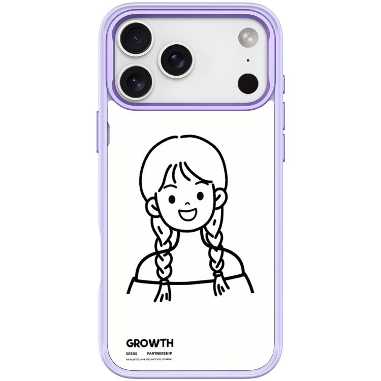 For iPhone 17 Pro Max Sketch Style Double Braided Hair Girl Pattern Magnetic Phone Case