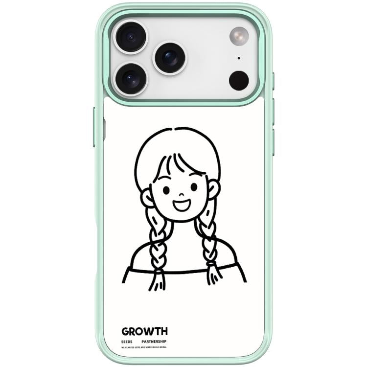 For iPhone 17 Pro Sketch Style Double Braided Hair Girl Pattern Magnetic Phone Case