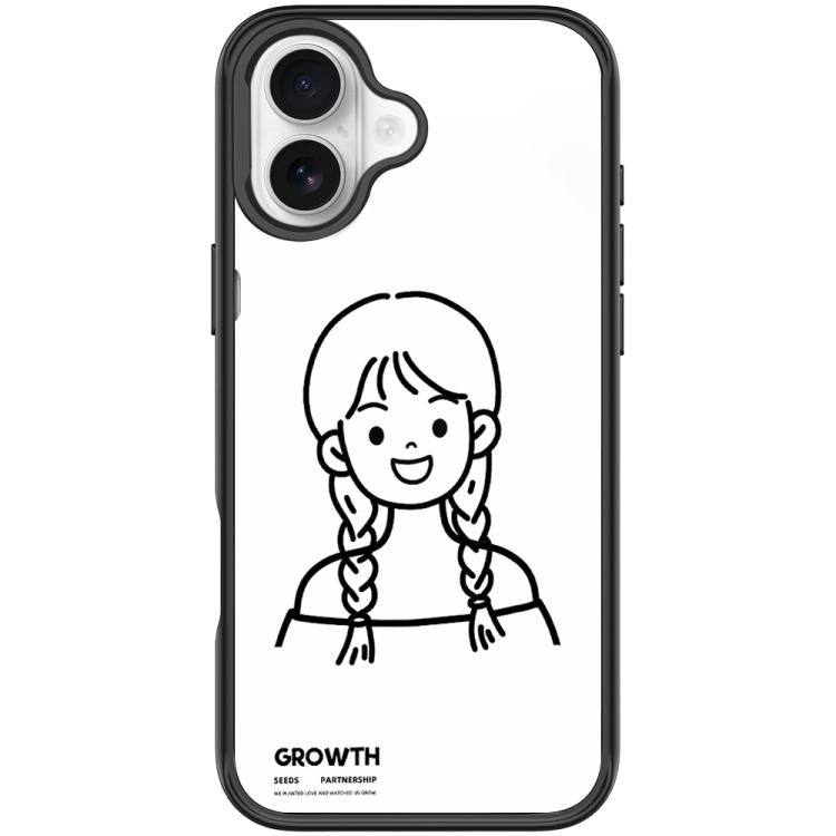 For iPhone 17 Sketch Style Double Braided Hair Girl Pattern Magnetic Phone Case
