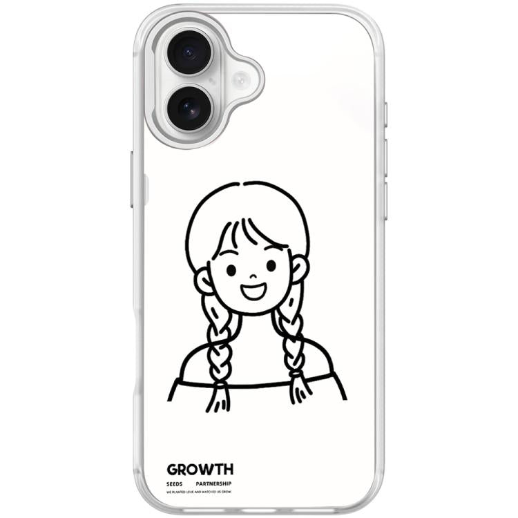 For iPhone 17 Sketch Style Double Braided Hair Girl Pattern Magnetic Phone Case