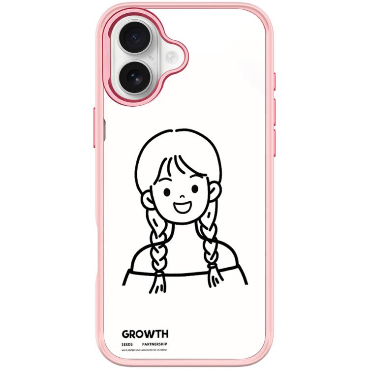 For iPhone 17 Sketch Style Double Braided Hair Girl Pattern Magnetic Phone Case