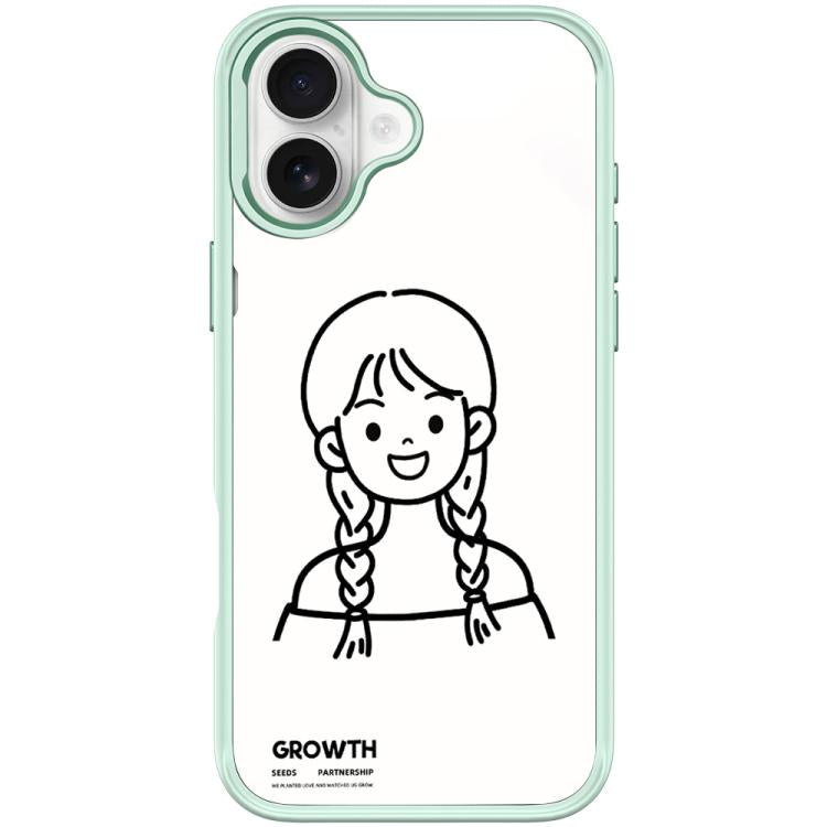 For iPhone 17 Sketch Style Double Braided Hair Girl Pattern Magnetic Phone Case