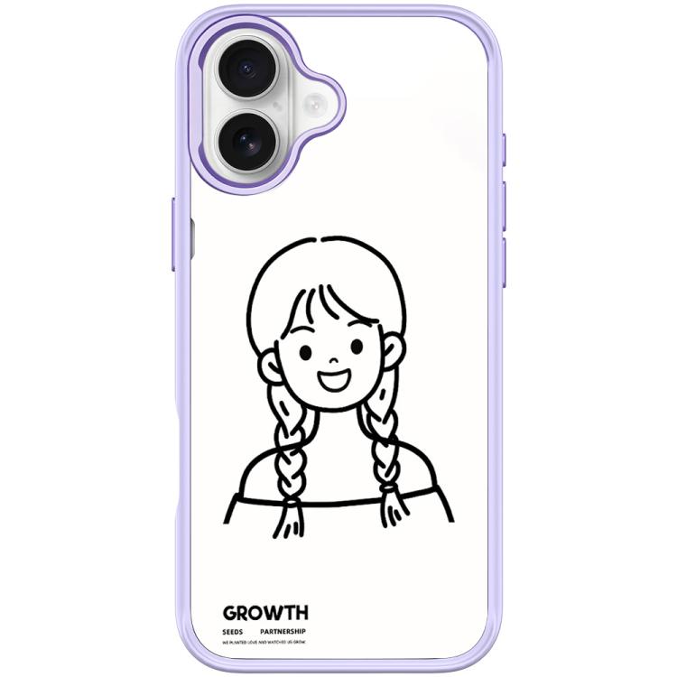For iPhone 17 Sketch Style Double Braided Hair Girl Pattern Magnetic Phone Case