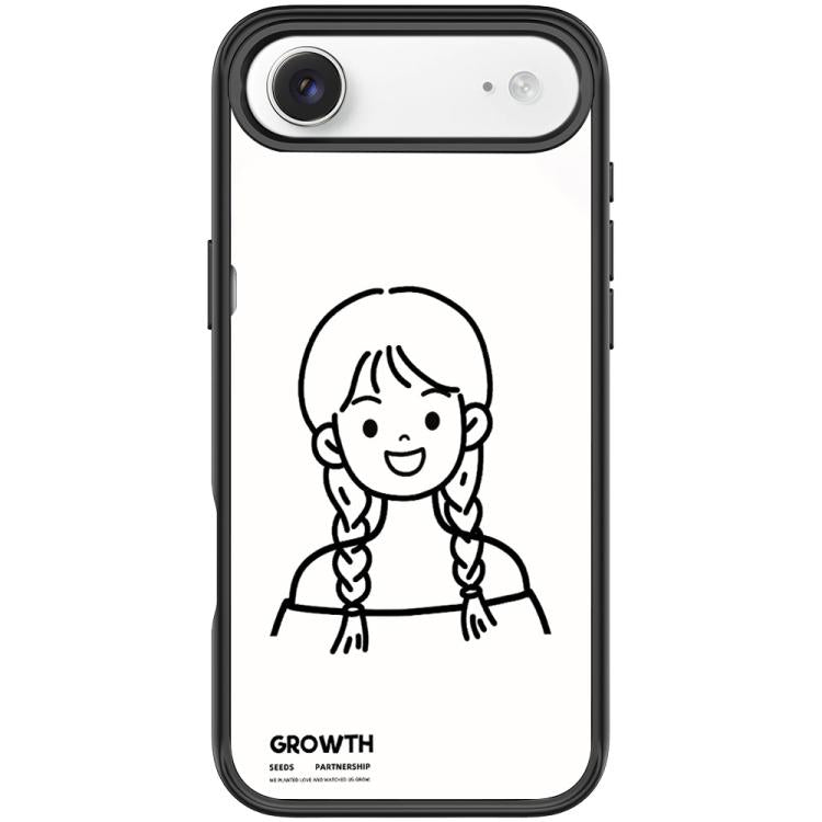 For iPhone Air Sketch Style Double Braided Hair Girl Pattern Magnetic Phone Case