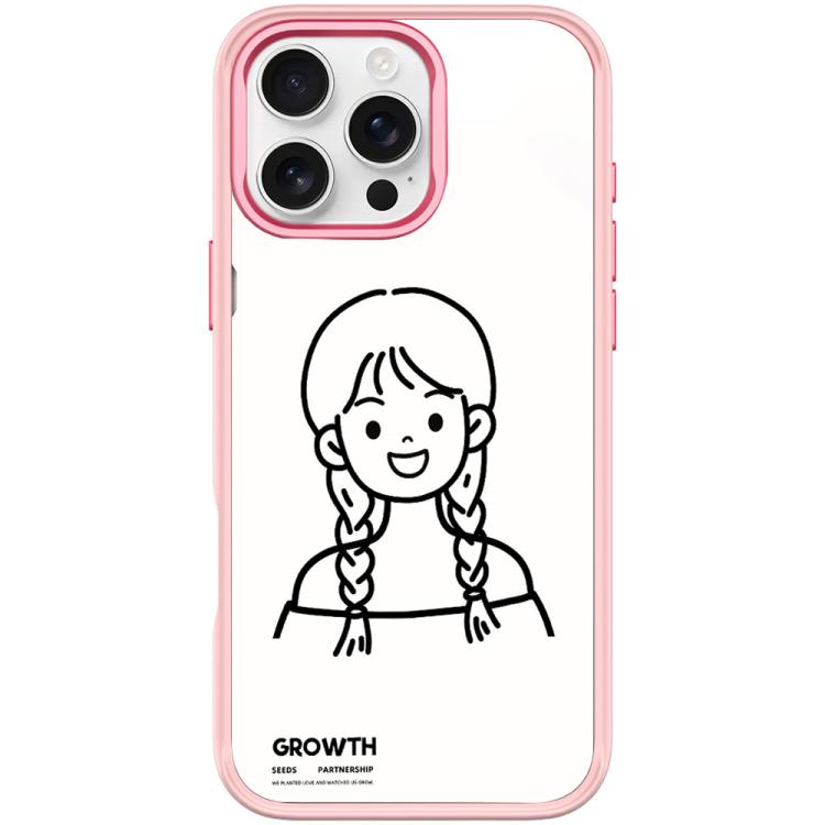 For iPhone 16 Pro Max Sketch Style Double Braided Hair Girl Pattern Magnetic Phone Case