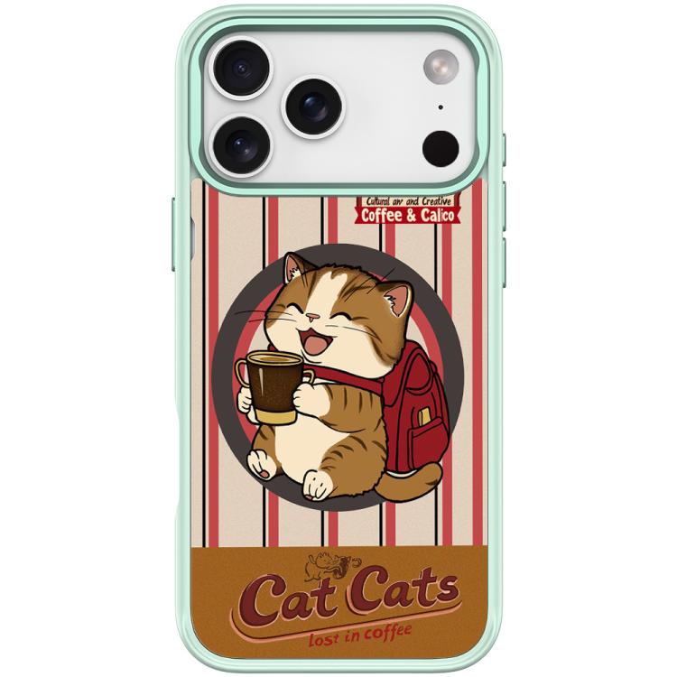For iPhone 17 Pro Max Adorable Coffee Cat Pattern Magnetic Phone Case