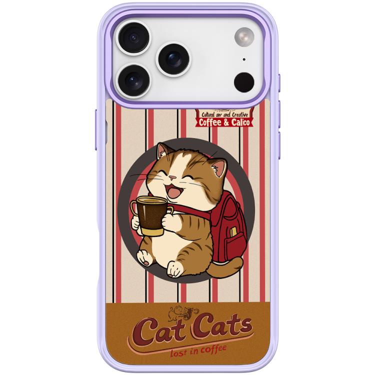 For iPhone 17 Pro Max Adorable Coffee Cat Pattern Magnetic Phone Case