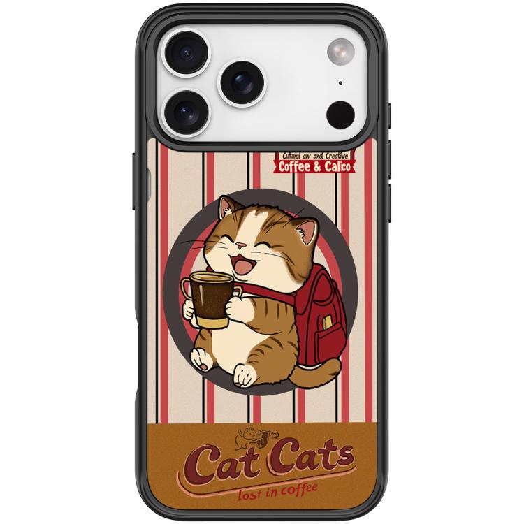 For iPhone 17 Pro Adorable Coffee Cat Pattern Magnetic Phone Case