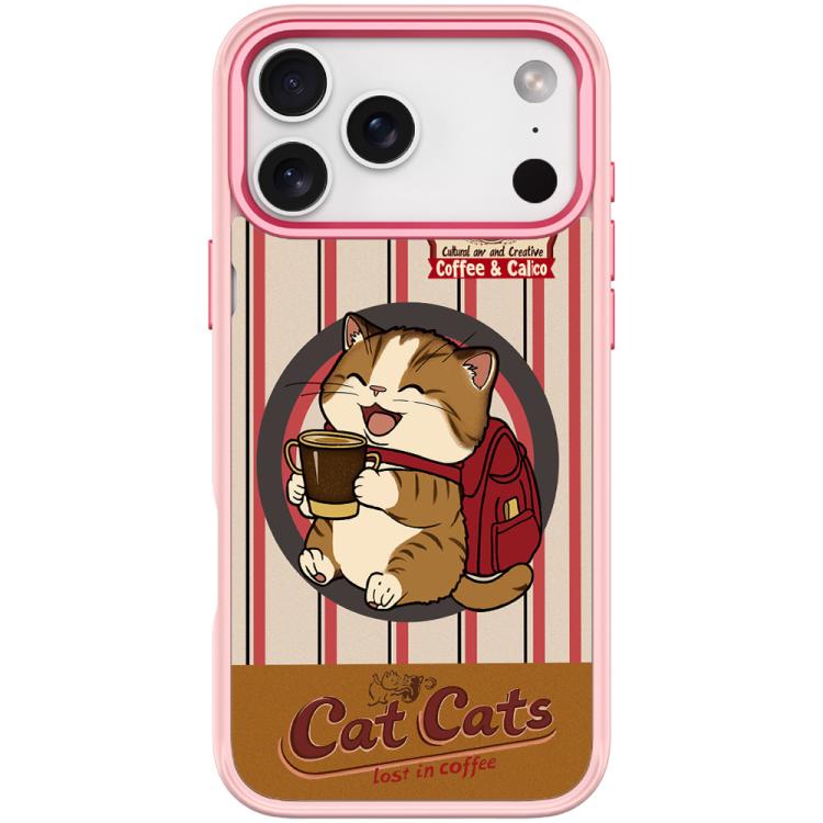 For iPhone 17 Pro Adorable Coffee Cat Pattern Magnetic Phone Case