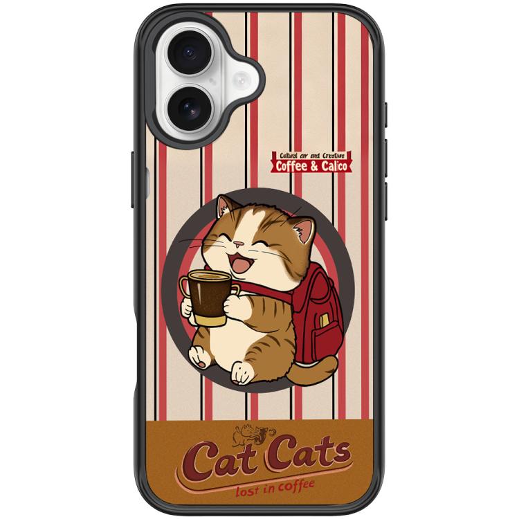 For iPhone 17 Adorable Coffee Cat Pattern Magnetic Phone Case