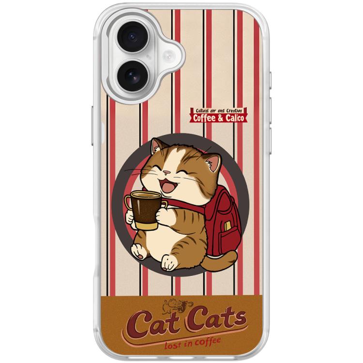 For iPhone 17 Adorable Coffee Cat Pattern Magnetic Phone Case