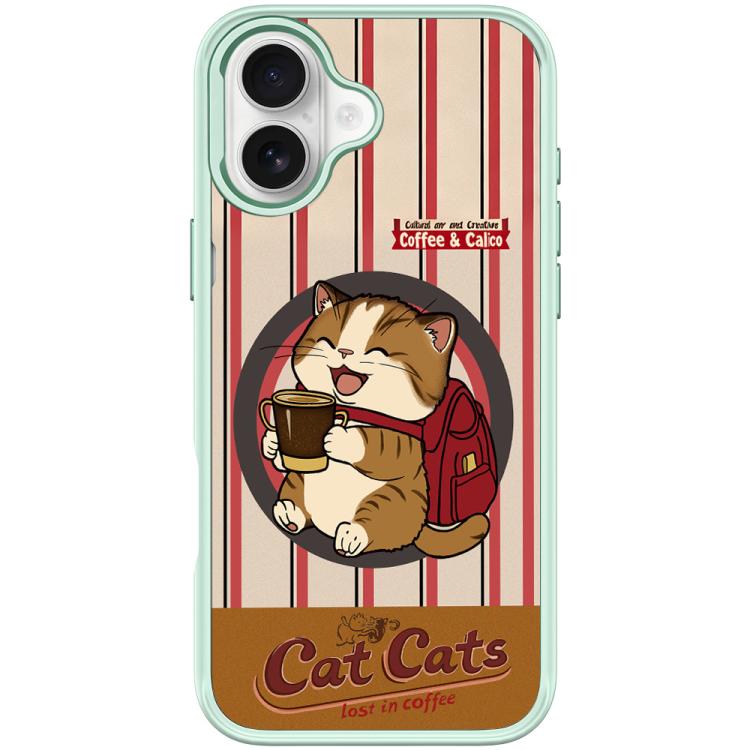 For iPhone 17 Adorable Coffee Cat Pattern Magnetic Phone Case