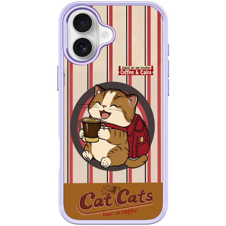 For iPhone 17 Adorable Coffee Cat Pattern Magnetic Phone Case