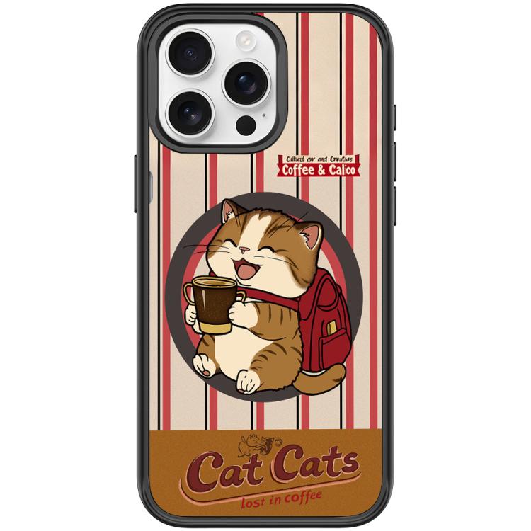 For iPhone 15 Pro Max Adorable Coffee Cat Pattern Magnetic Phone Case