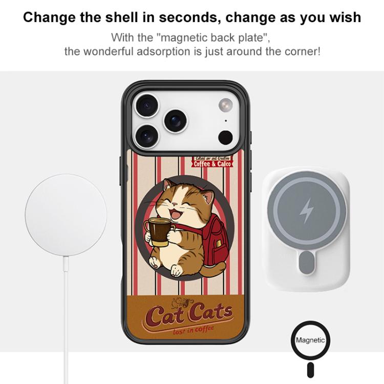 For iPhone Air Adorable Coffee Cat Pattern Magnetic Phone Case