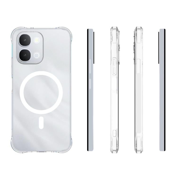 For vivo Y500i 5G Shockproof Non-slip Magnetic TPU Phone Case - Transparent