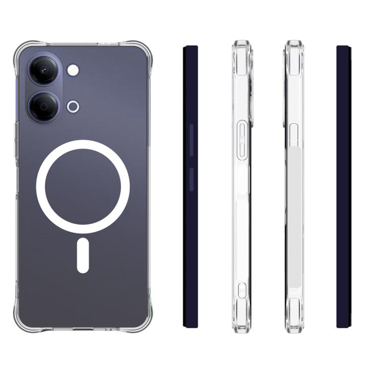 For vivo Y05 4G / Y21 4G / Y11d 4G Shockproof Non-slip Magnetic TPU Phone Case - Transparent