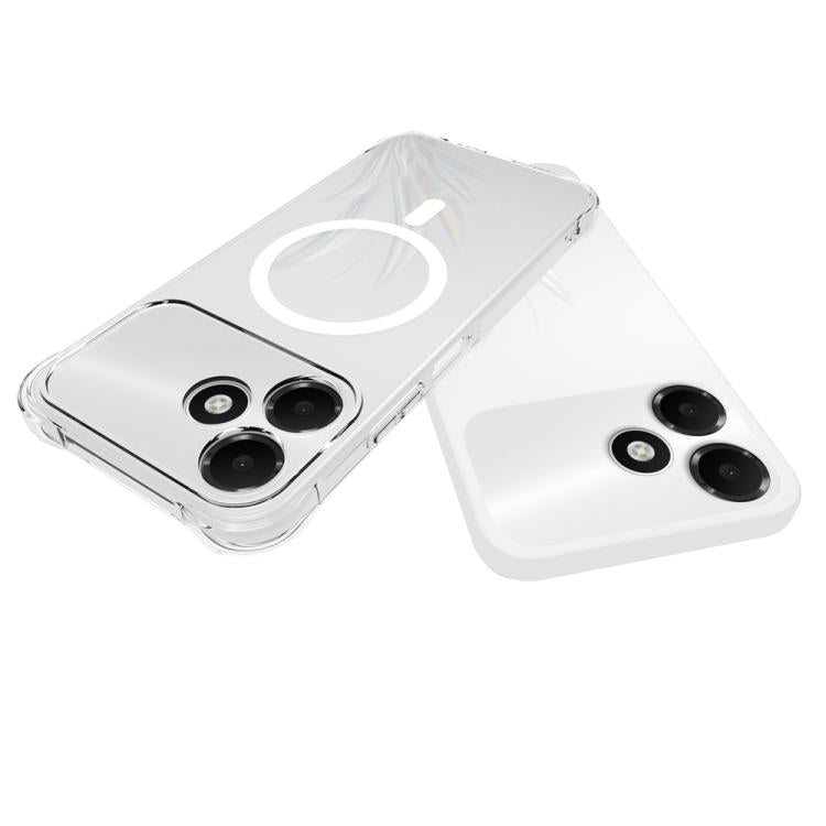 For OPPO A6c 4G Shockproof Non-slip Magnetic TPU Phone Case - Transparent